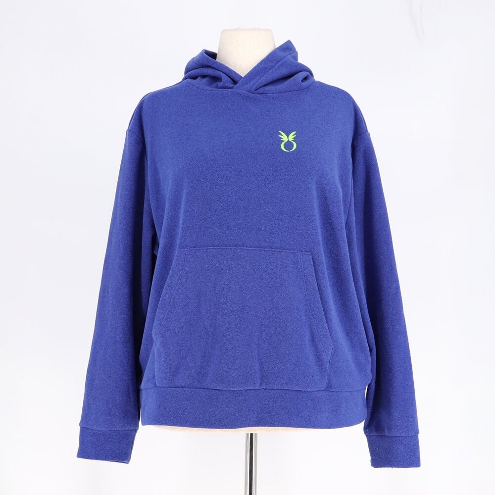 DUDLEY STEPHENS Terry Fleece Hoodie Kangaroo Pocket Royal Blue Size L
